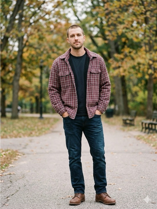 Boston Traders Other - Boston Traders Unisex Sherpa Lined Plaid Flannel Shacket Red/Gray/Black XL